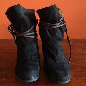 Qupid Brand Black suede boots.